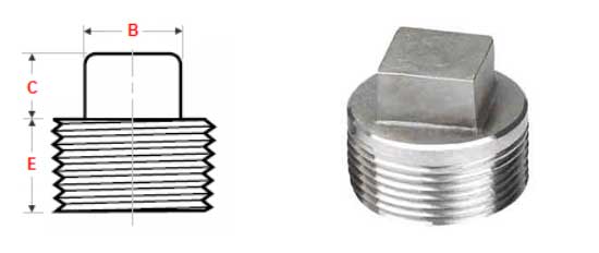 BS3799 Screwed Forged Square Plug Sizes Chart