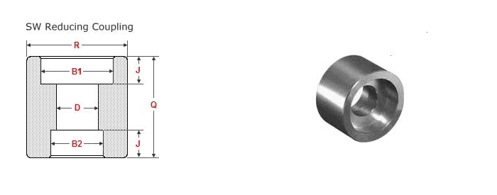 Dimensions of Socket Weld Reducing Coupling